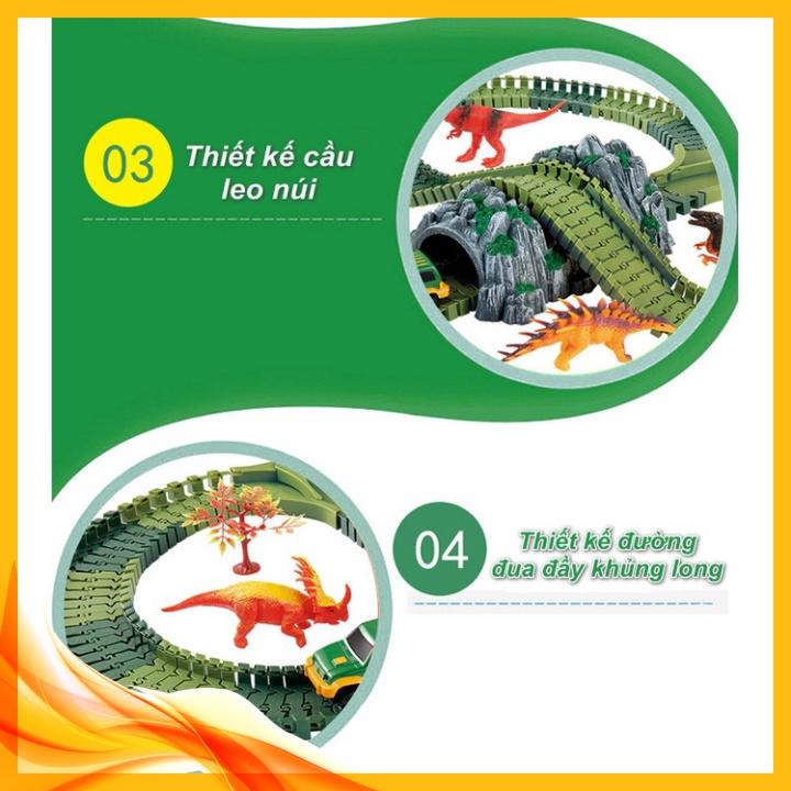 Đoàn xe Thám Hiểm Khủng Long 144pcs TRACK TO DINOSAUR ️