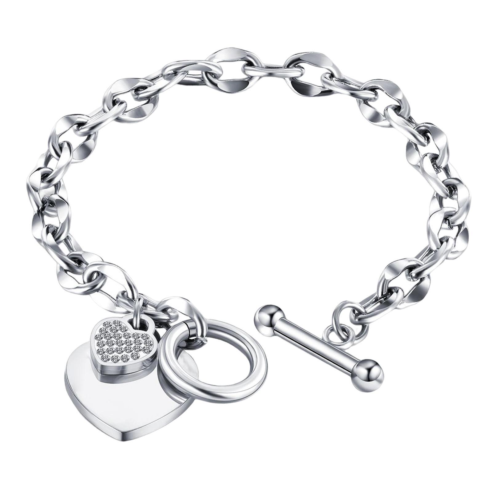 Love Heart Charm Pendant Bracelet Women Jewelry Anniversary Gift Stylish