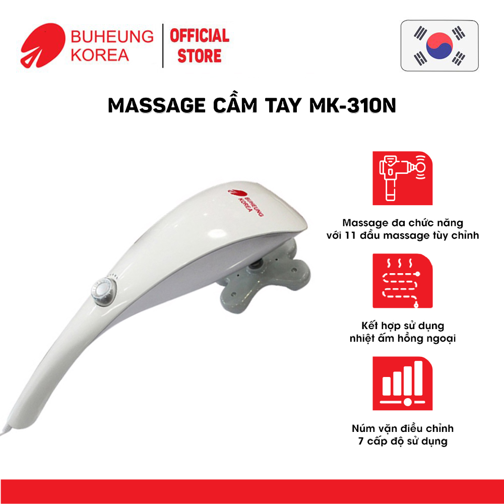 Máy Massage cầm tay Buheung MK-310, 7 chế độ, 11 đầu massage, bảo hành chính hãng 12 tháng