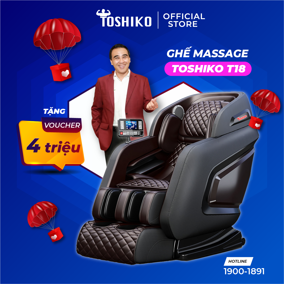 [Lắp đặt tại nhà] Ghế massage trị liệu toàn thân Toshiko T18 - bảo hàng 6 năm