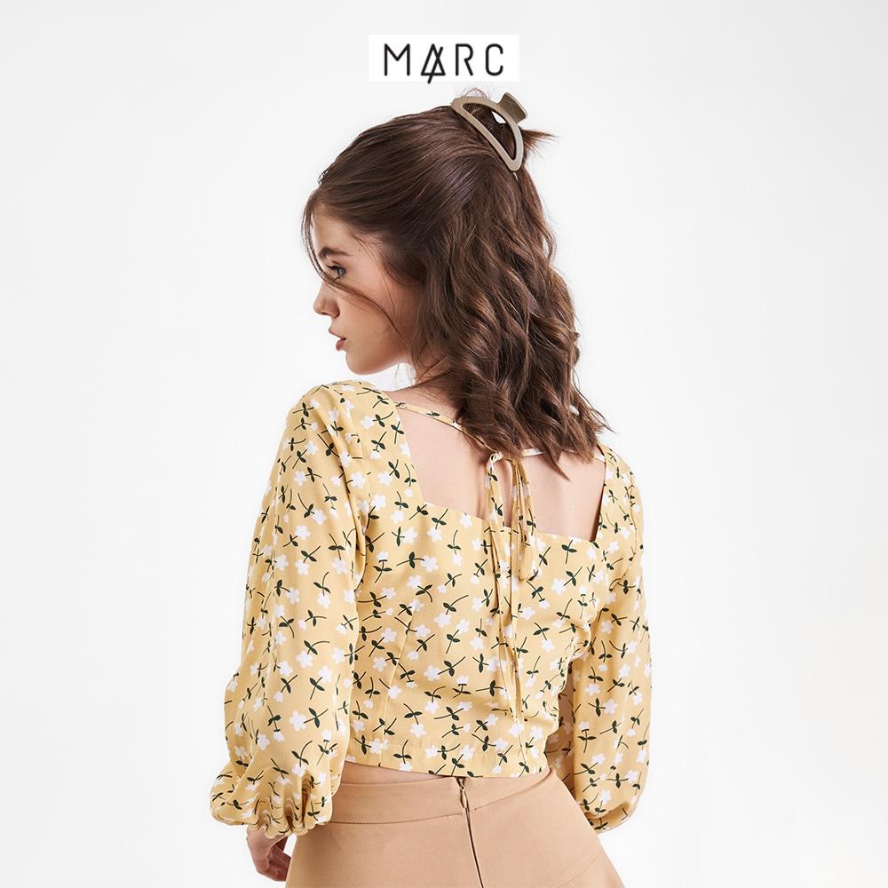 Áo kiểu nữ MARC FASHION croptop tay dài hoạ tiết cổ vuông CBSH100722