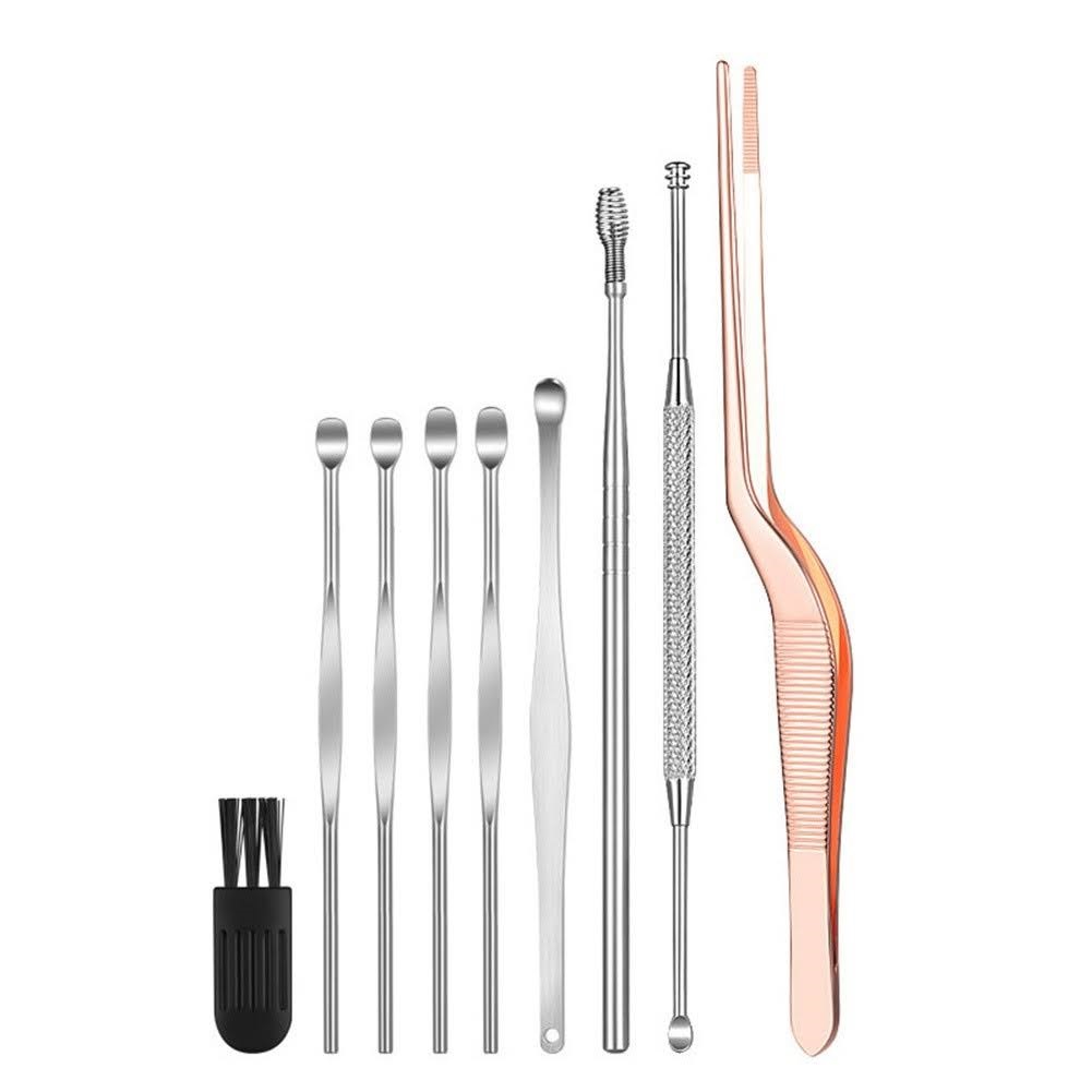 Bộ 9 Món Dụng Cụ Lấy Ráy Tai Bằng Thép Không Gỉ Chất Lượng Cao