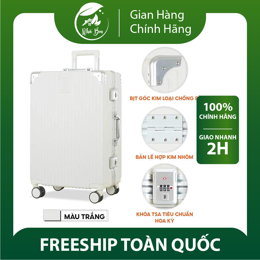 Vali du lịch khung nhôm 9906 Bamozo khóa sập, bo kim loại bốn góc Size 24-26-28