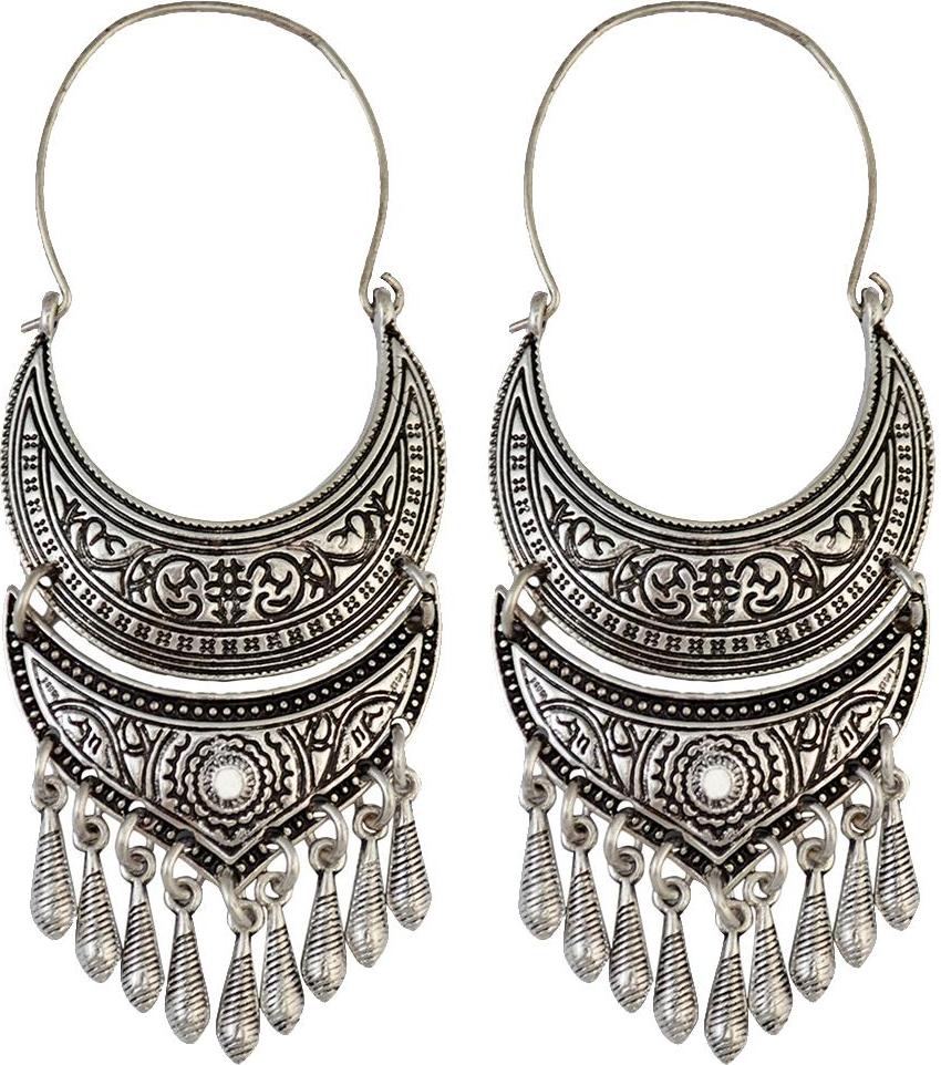 Retro Tibetan Silver/Gold Hoop Earrings Ethnic Tribal Boho Dangle Earrings