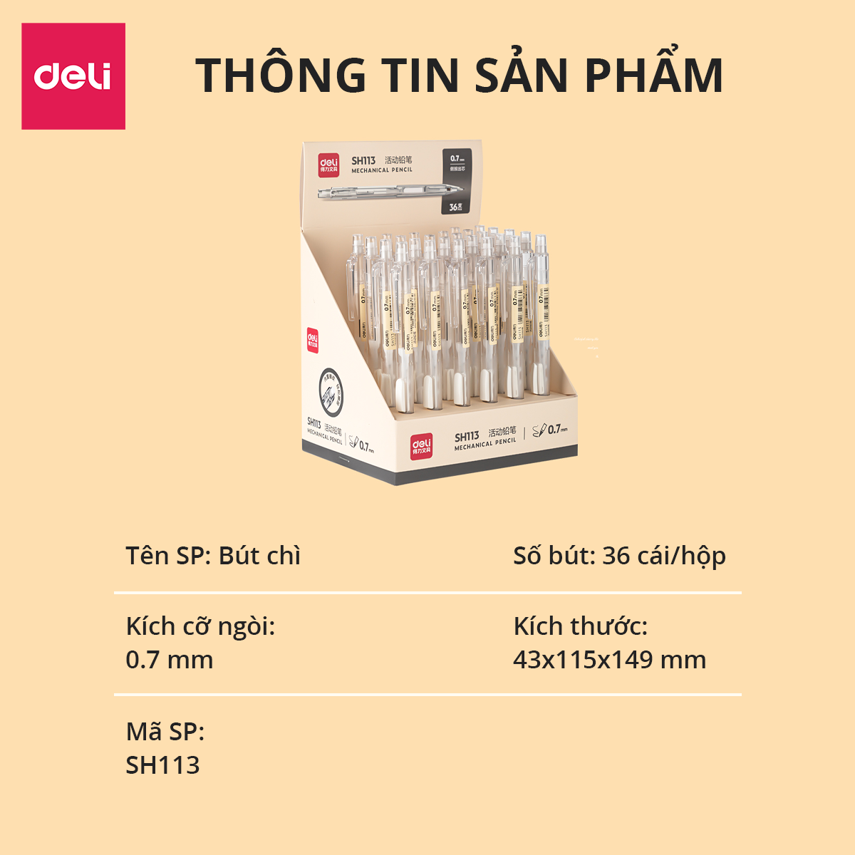 Bút Chì Kim Cơ Học Vỏ Trong Suốt 0.5mm 0.7mm Deli - Cao Cấp Kèm Đầu Tẩy Dành Cho Học Sinh Văn Phòng - SH102 SH103 SH112 SH113