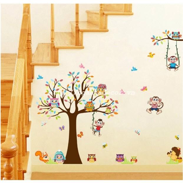 Decal Dán Tường Vườn Khỉ Vui Nhộn Cho Bé
