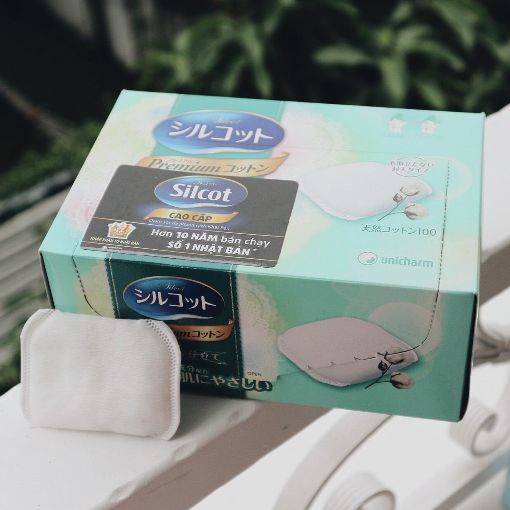 Bông tẩy trang Silcot Nhật Bản Hộp 66 miếng xanh lá - Bông Silcot Unicharm XANH LÁ 66 miếng