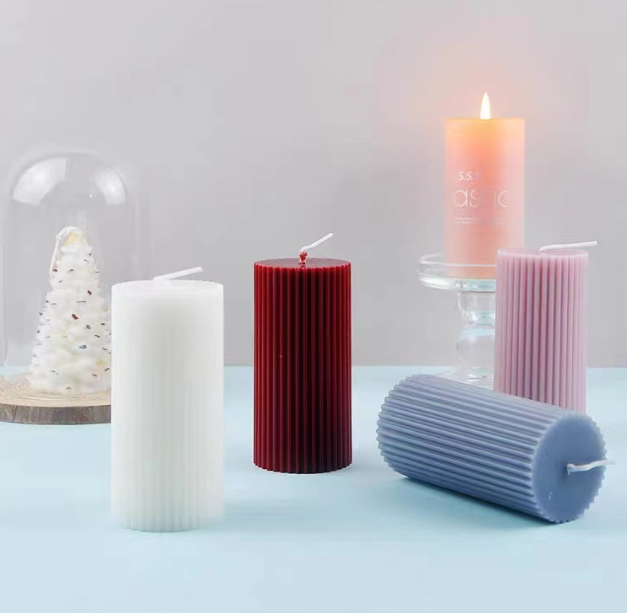 Nến trụ tròn hoa văn sọc  trang trí noel giáng sinh trang trí tiệc