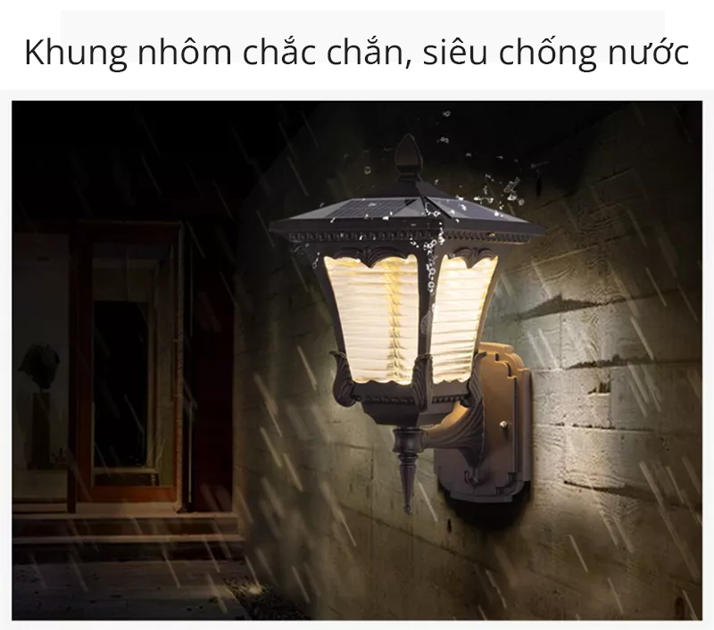 Đèn Treo Tường Gắn Tường Ốp Tường Ngoài Trời 3E LED LIGHT Năng Lượng Mặt Trời Chống Nước IP65