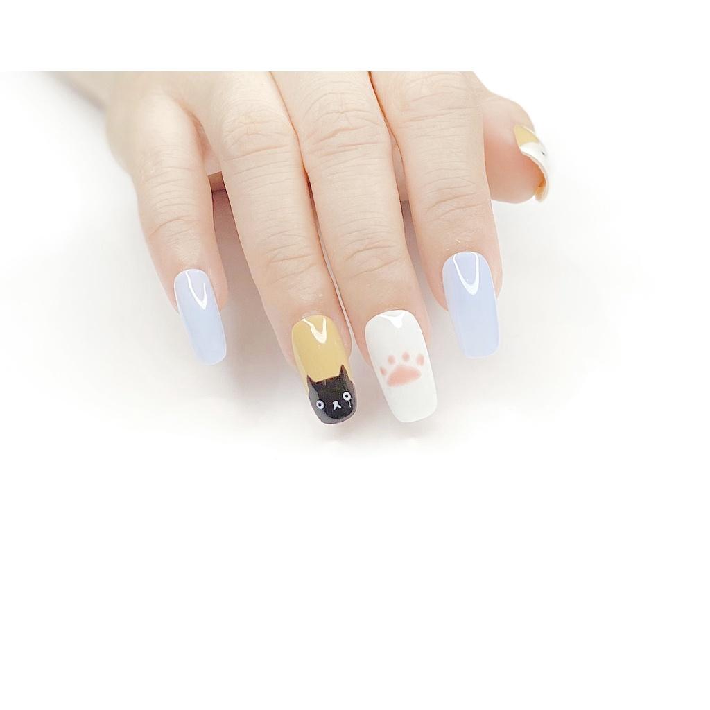 Nail Box > Móng up vẽ trang trí hoạ tiết mèo con