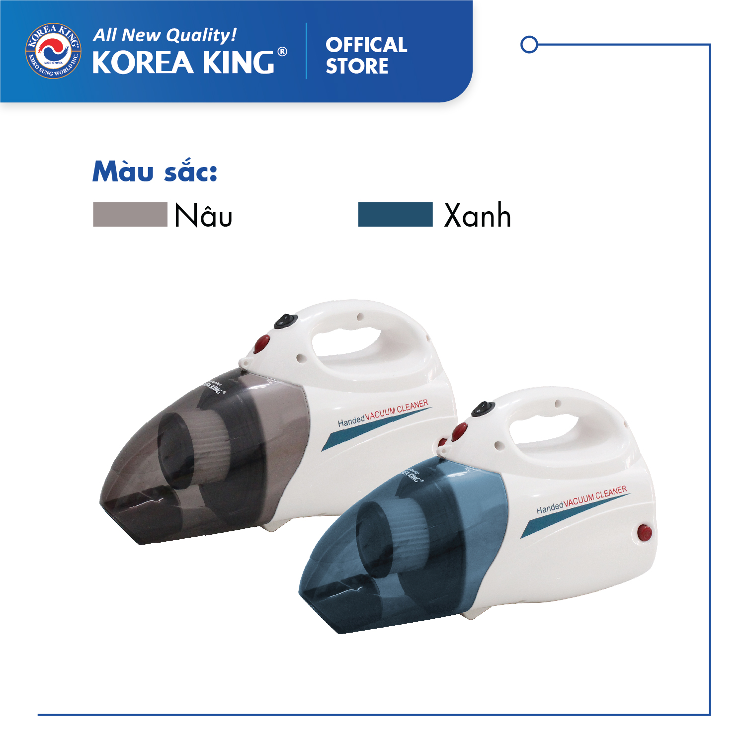 Máy hút bụi cầm tay Korea King PDG-666 (220v/50Hz,1000W, màu xanh trắng, 2 chức năng hút thổi) - Hàng chính hãng