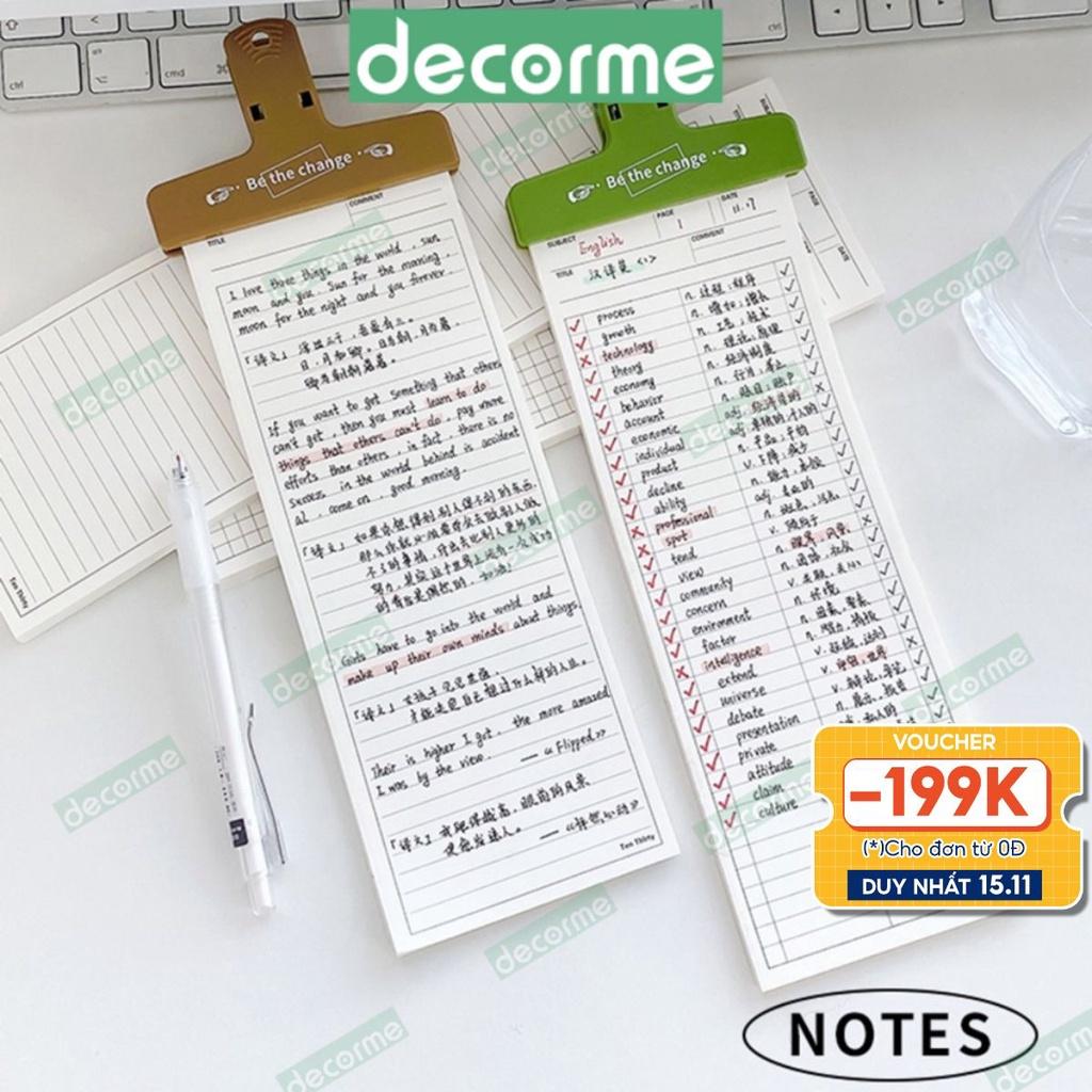 Giấy note từ vựng DecorMe giấy take note học từ vựng 50 tờ khổ B5 HALF nhiều mẫu phụ kiện văn phòng phẩm NWORD