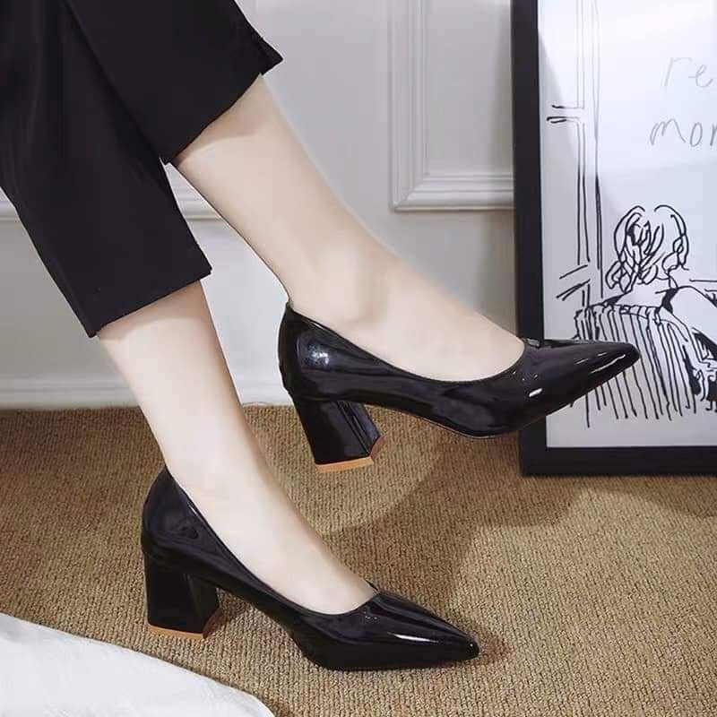 Giày cao gót mũi nhọn kiểu búp bê công sở sang trọng