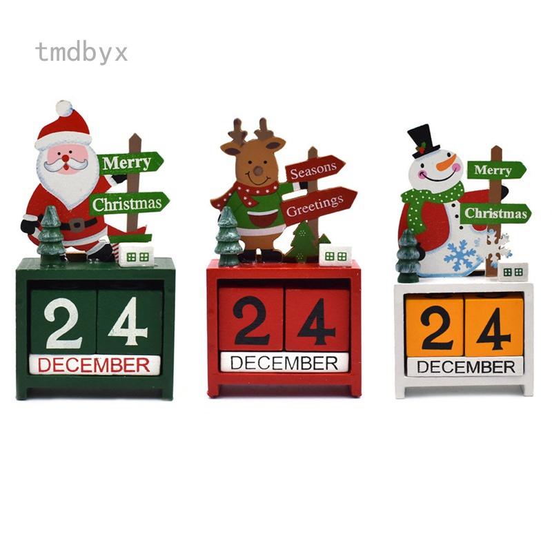 Lịch gỗ để bàn trang trí năm mới phong cách giáng sinh