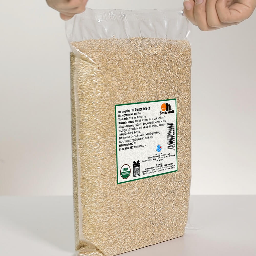 Hạt Quinoa Trắng Smile Nuts Túi 2kg - Sản phẩm hữu cơ được nhập khẩu từ Peru