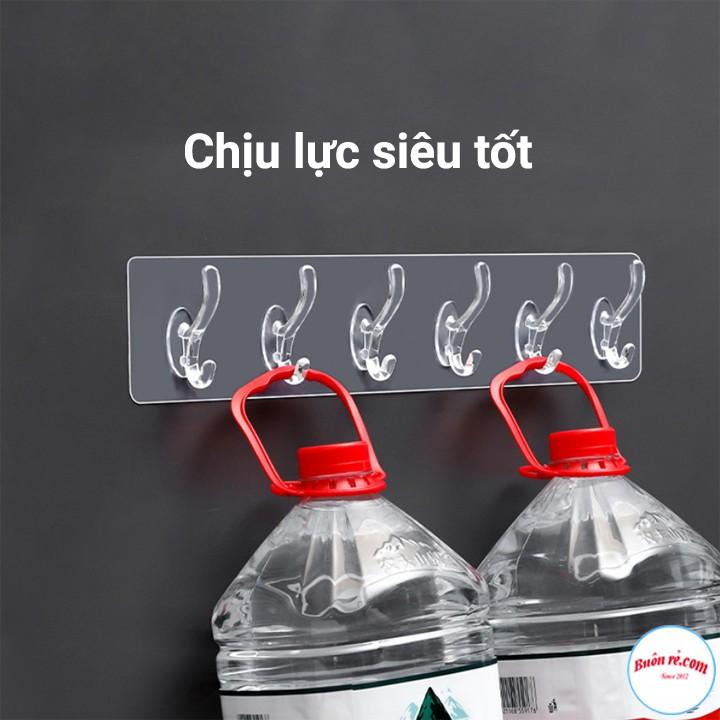 Thanh Treo Đồ Dán Tường 6 Móc Liền Mạch Trong Suốt Siêu Dính 00992