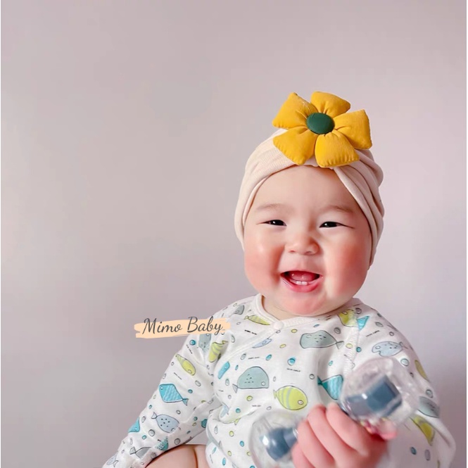 Mũ turban đính hoa phồng siêu xinh cho bé gái 6-24m MTB92 Mimo Baby