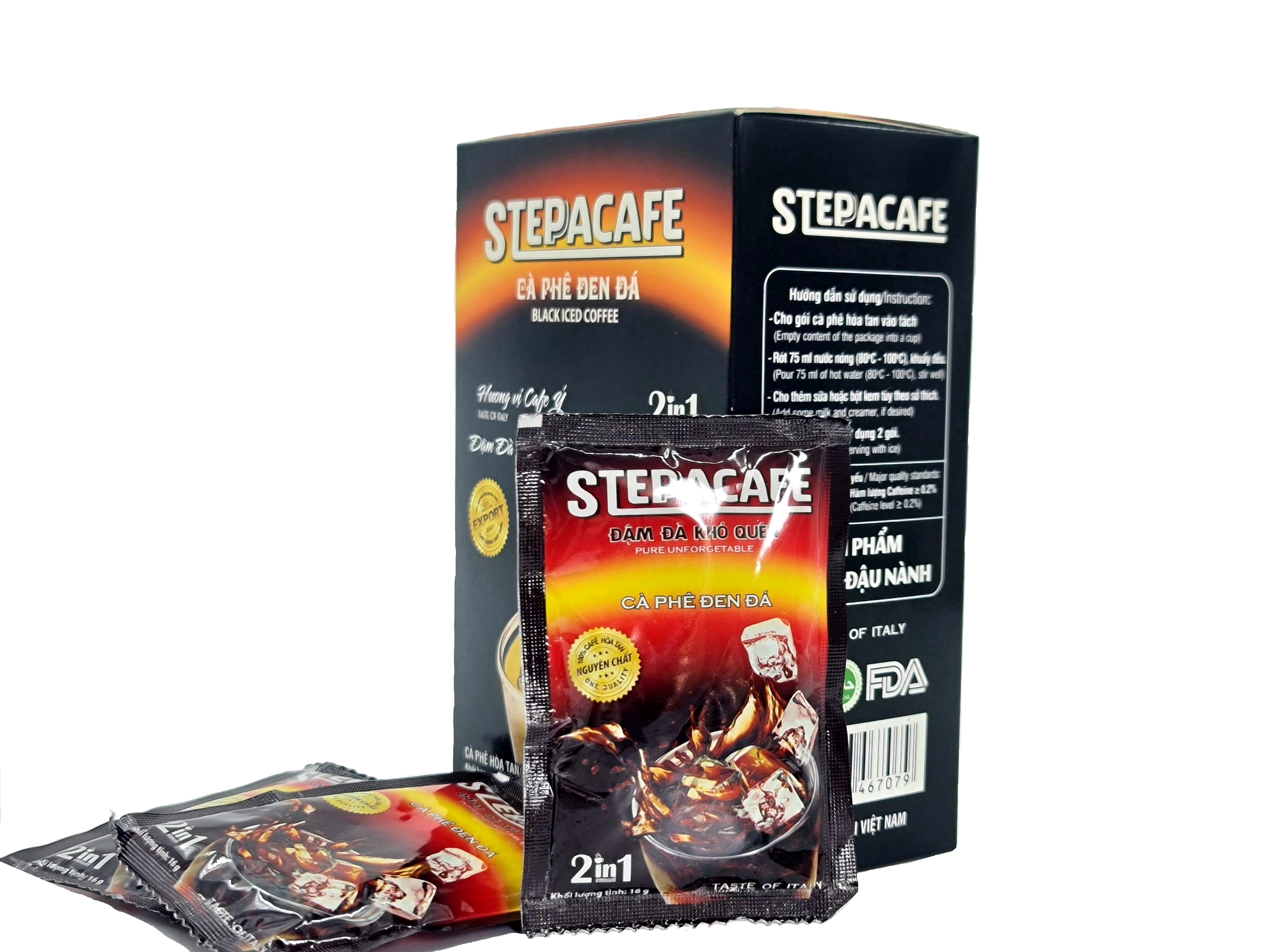STEPPACAFE-Cà phê đen đá truyền thống (Hộp 10 gói x 16g)