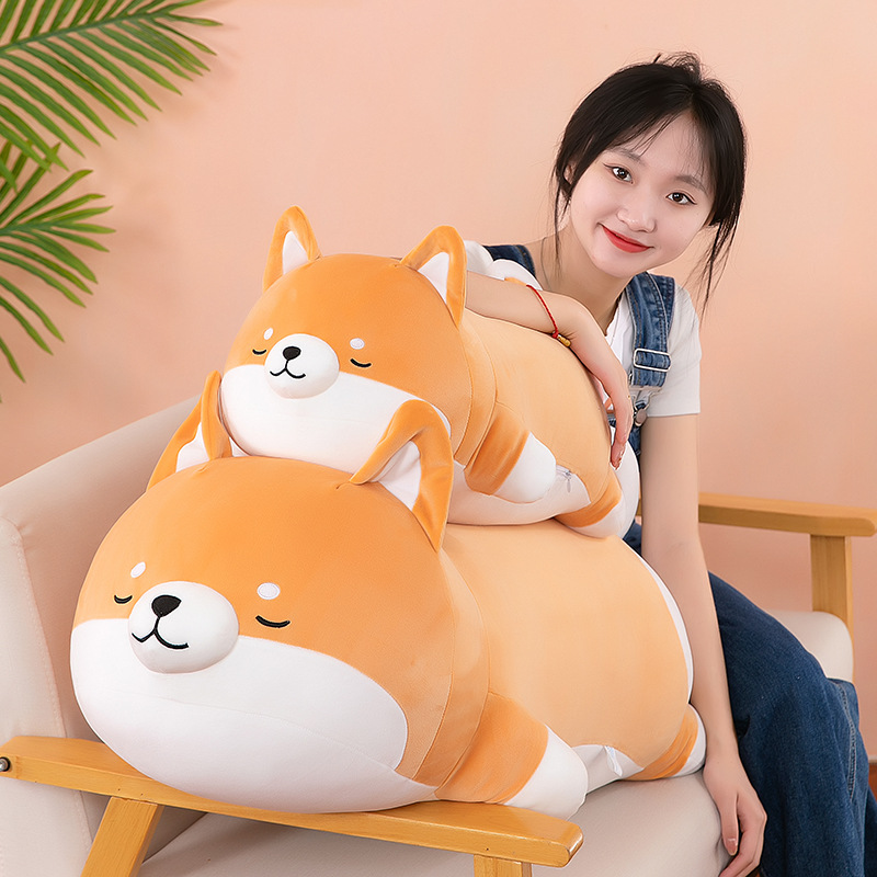 Gấu Bông Chó Shiba Nằm Ngủ Mập Ú Siêu Cưng Cute (35cm---&gt;70cm) Gối Ôm Chó Shiba Ngủ Say Mẫu Mới Dễ Thương Đáng Yêu