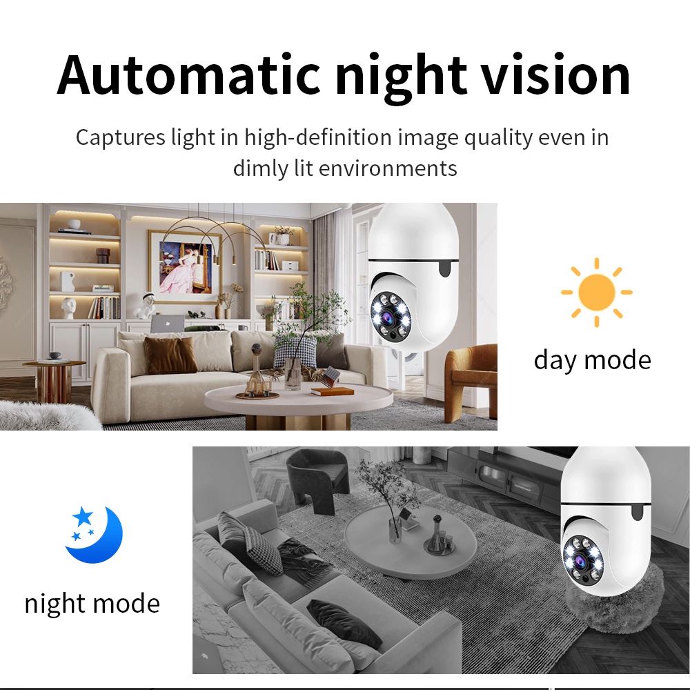 Camera A6 wifi IP 360 độ bóng đèn FullHD 1080P, kết nối với điện thoại từ xa, giám sát không dây, quay ban đêm