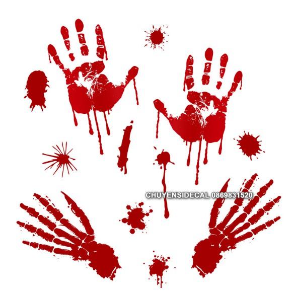 Decal trang trí tường HALLOWEEN - CẶP TAY MÁU KINH DỊ