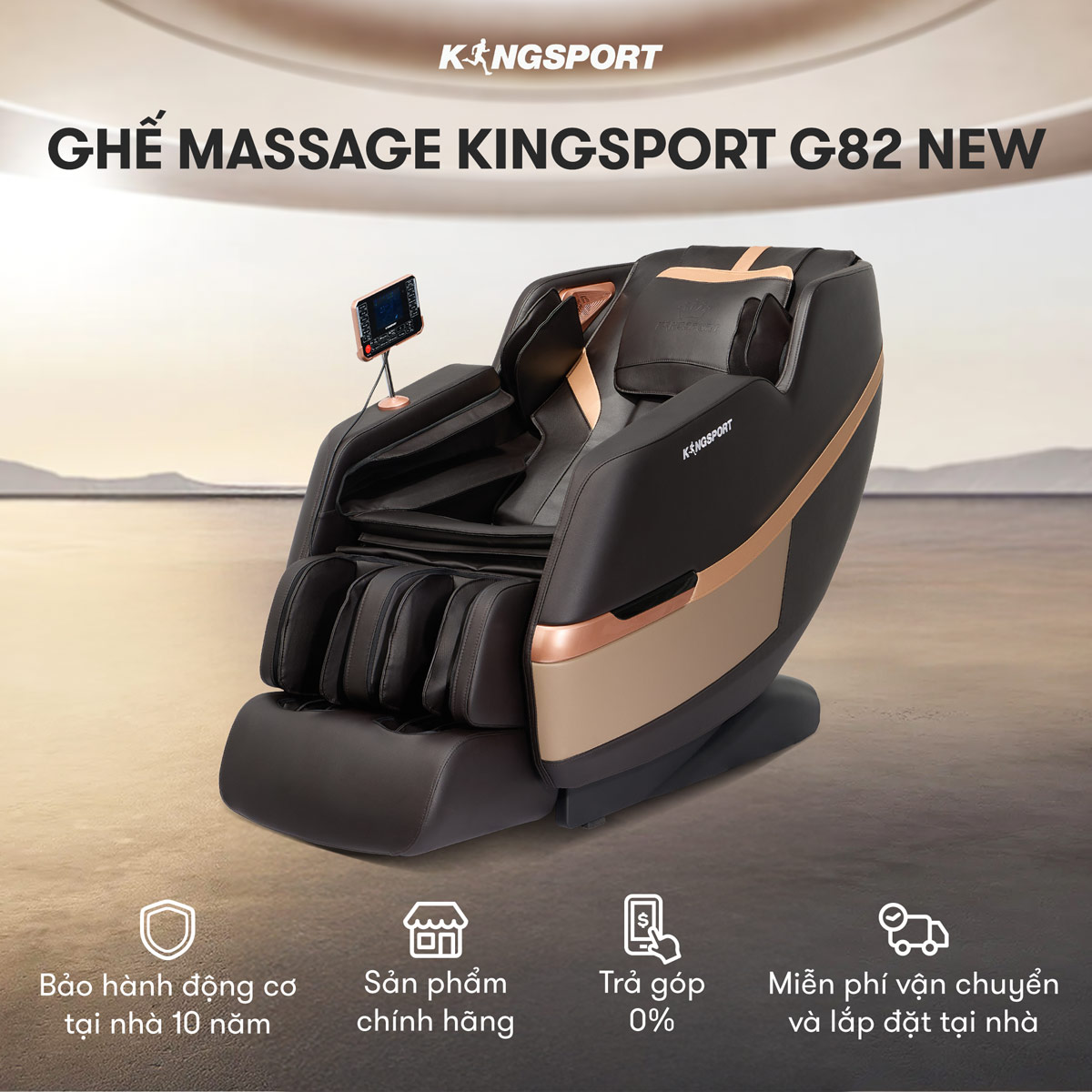 [Miễn phí lắp đặt] Ghế massage KINGSPORT G82 New, Công Nghệ Làm Ấm Warmtech, Công Nghệ Massage Chân Legtech 2-in-1