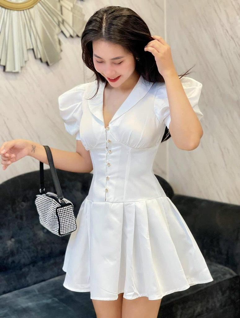 ĐẦM DÁNG VEST XÒE PHỐI NÚT 12646