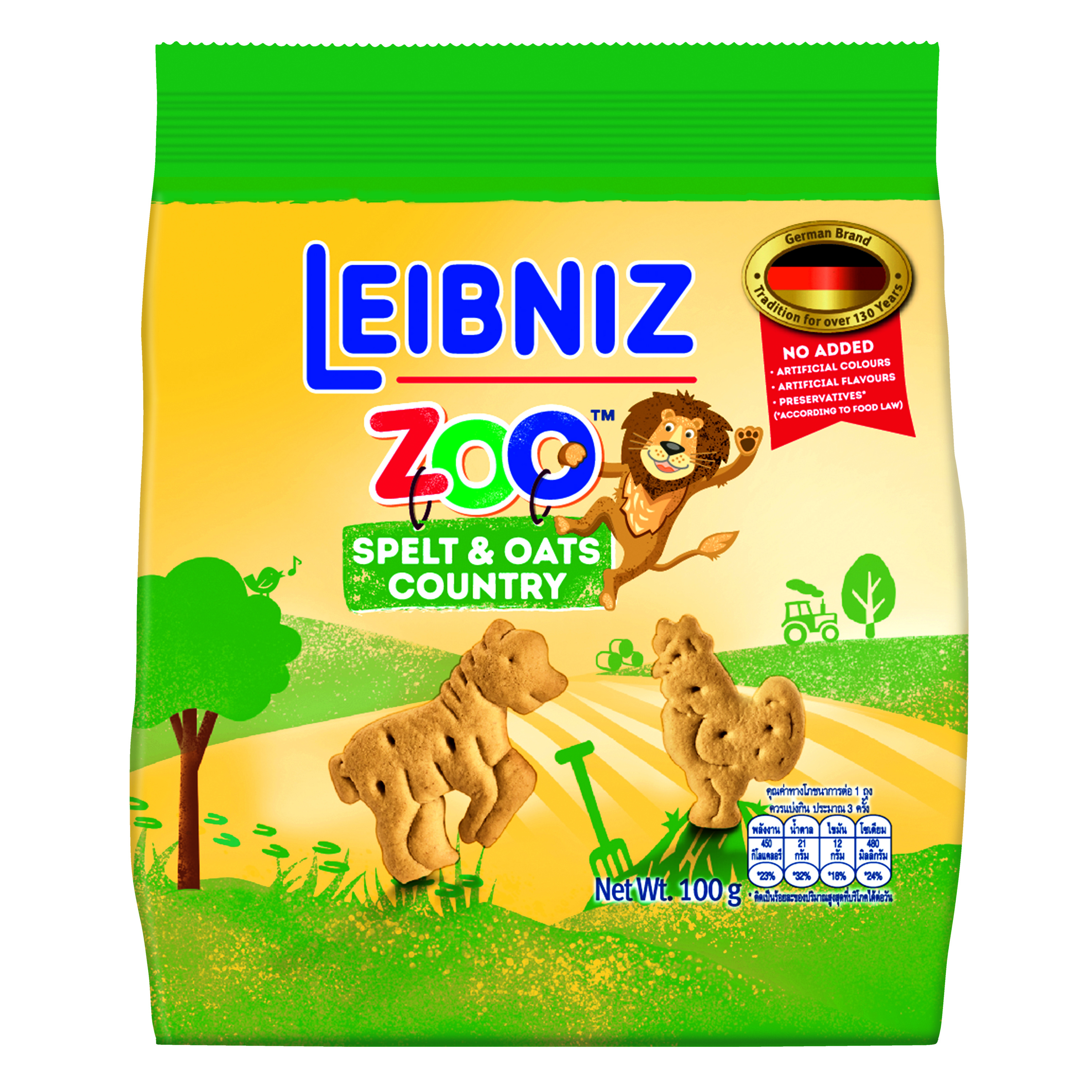 Bánh qui lúa mì yến mạch hình thú Leibniz Zoo Đức 100g, nguyên liệu Châu Âu
