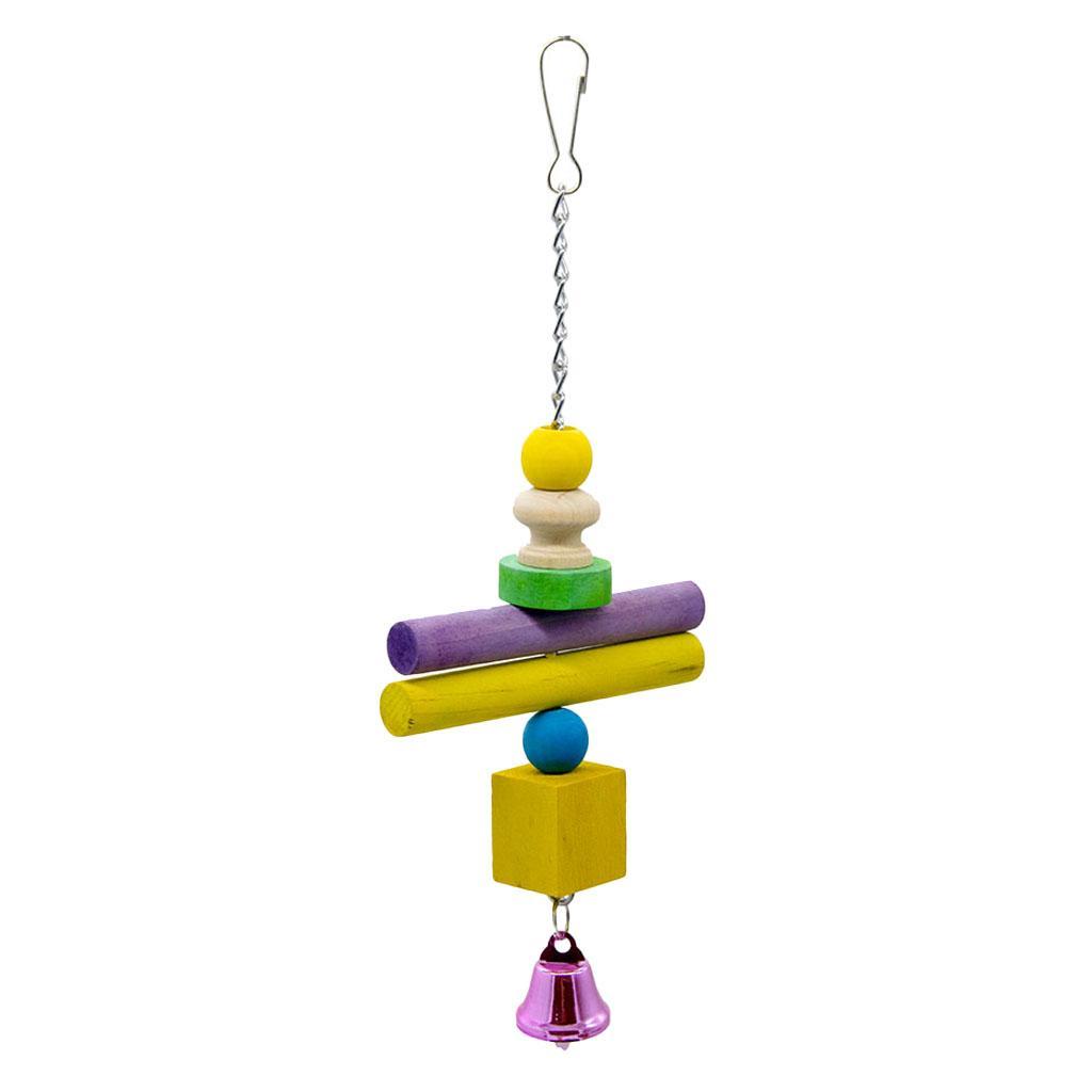 Natural Wooden Colorful Hanging Bird Chewing Toy Large Medium Parrot Cage Bite