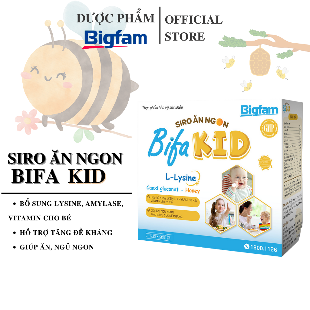 Combo 3 Hộp Siro ăn ngon Bifa Kid Bigfam giúp bé ăn, ngủ ngoan, tăng cường đề kháng