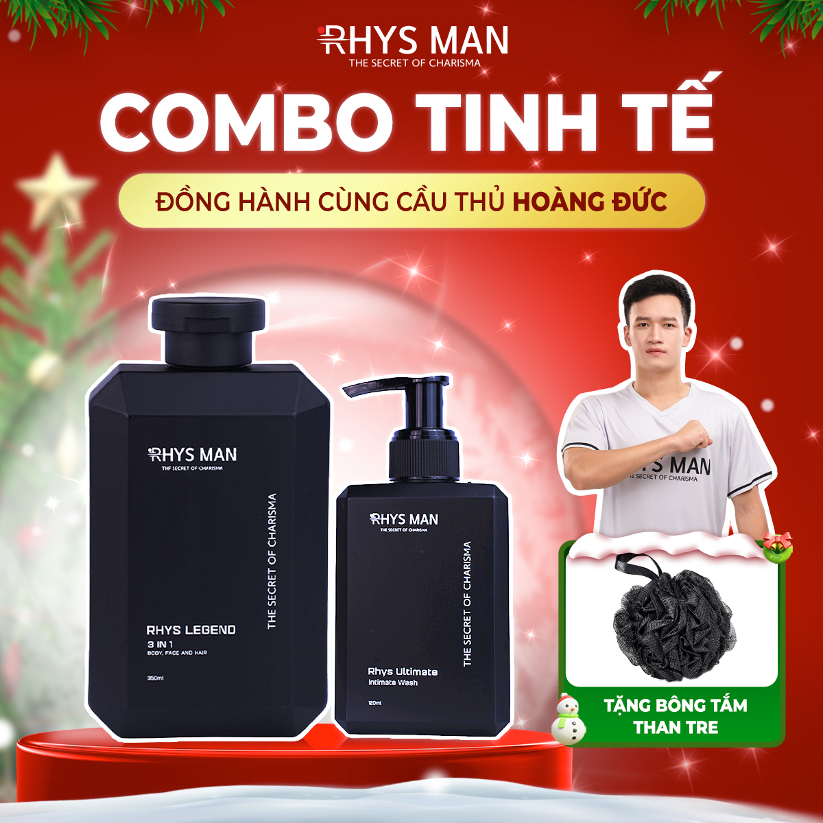 Combo sữa tắm gội nam 3 in 1 Legend 350ml &amp; Dung dịch vệ sinh nam hương bạc hà 120ml RHYS Ultimate - Hàng chính hãng