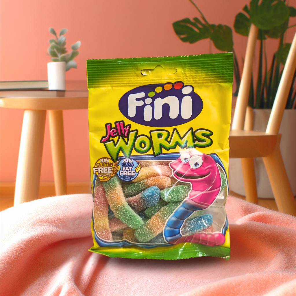 Kẹo dẻo Fini Jelly Worms Sâu chua 90g Vị Trái Cây