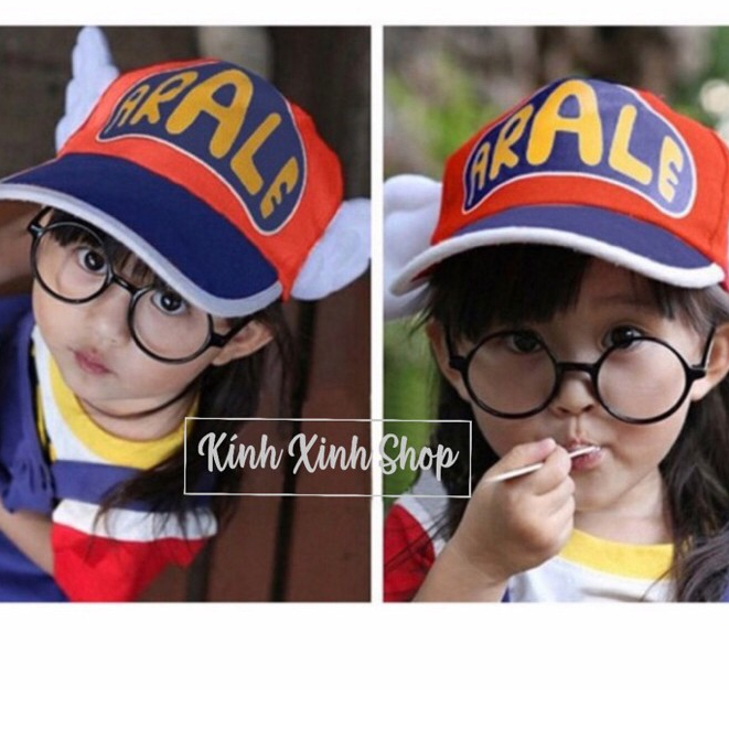 Kính ngố mắt tròn gọng nhựa đen trẻ em