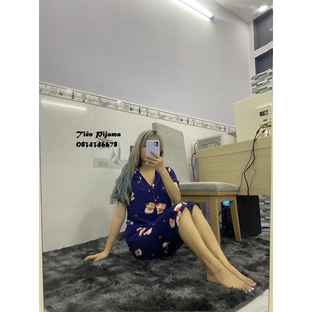 Bộ Pijama Lụa , Bộ Mặc Nhà Lụa Cộc Tay Cao Cấp Hàng Thiết Kế Có Size, Chất Lụa Mịn Mát