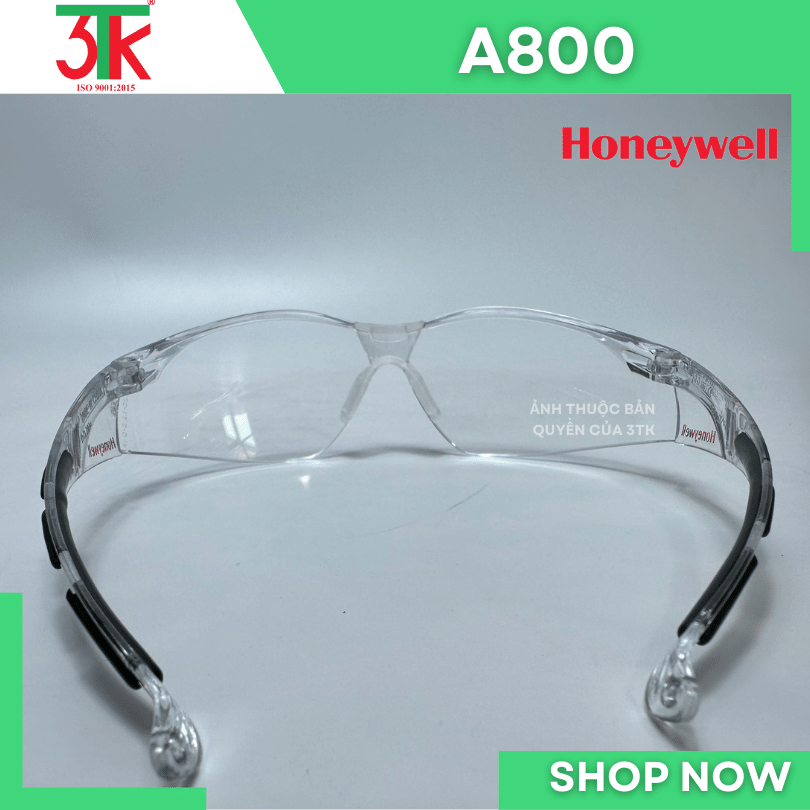 Kính bảo hộ lao động Honeywell A800 chống đọng sương, chống trầy xước, chống tia UV, chống lóa