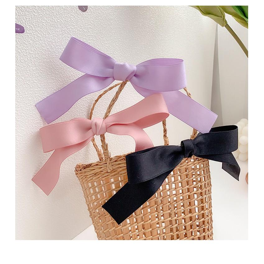 Cặp tóc nơ nhỏ dài vải satin Hàn Quốc xinh xắn dễ thương tiểu thư - Phụ kiện tóc, dây cột tóc