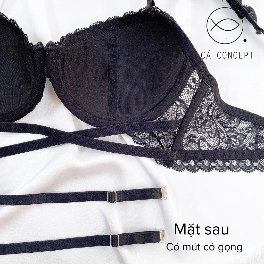 Set Bra ren đen có mút mỏng có gọng nâng ngực nhẹ CÁ CONCEPT đồ lót thiết kế áo bra sexy