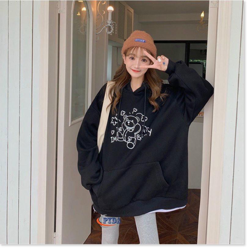 áo khoác hoodie nữ thun nỉ ngoại in hình con gấu IM BEA.Y nón 2 lớp siêu đẹp cái tính hiện đại