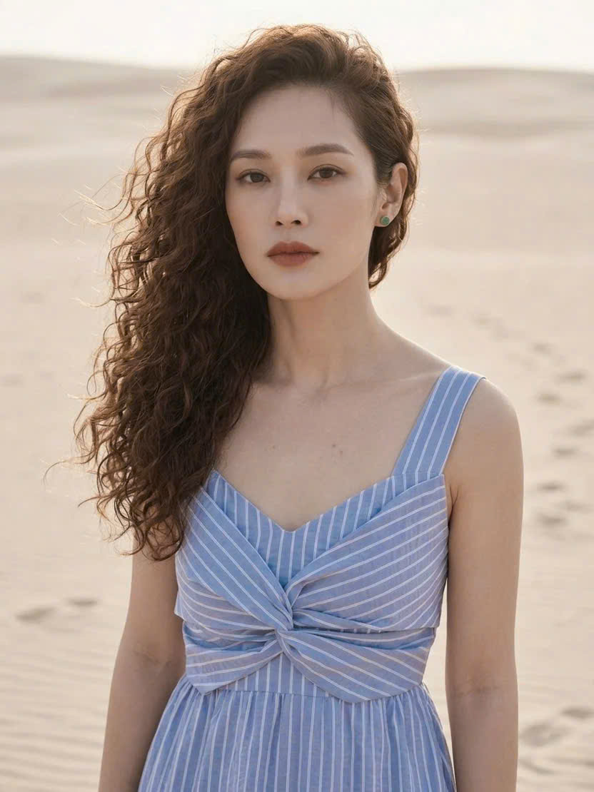 Đầm Maxi Sọc Xanh Cotton Vân Hy DRE205 Thời trang Hity