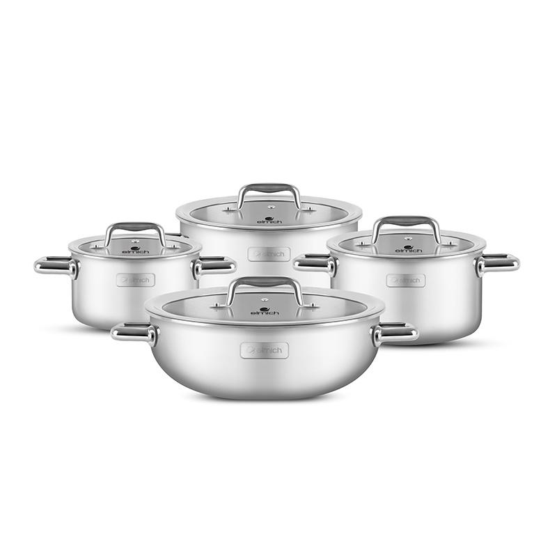 Bộ nồi inox liền khối Elmich Trimax ECO EL-8002 size 16, 20, 22, lẩu xào 28cm