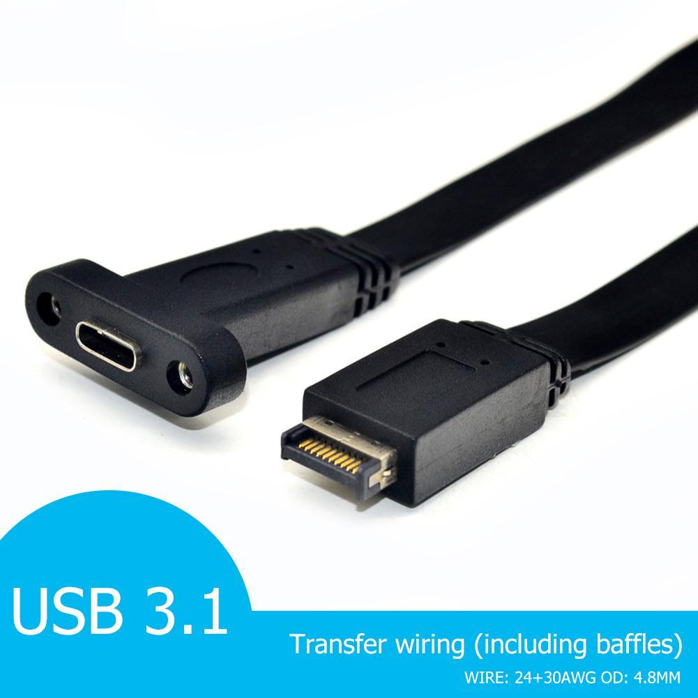 USB 3.1 Mặt Trước Đầu Loại E Nam Sang USB-C Loại C Cáp Mở Rộng 30Cm Bo Mạch Chủ Máy Tính dây Kết Nối Dòng Dây