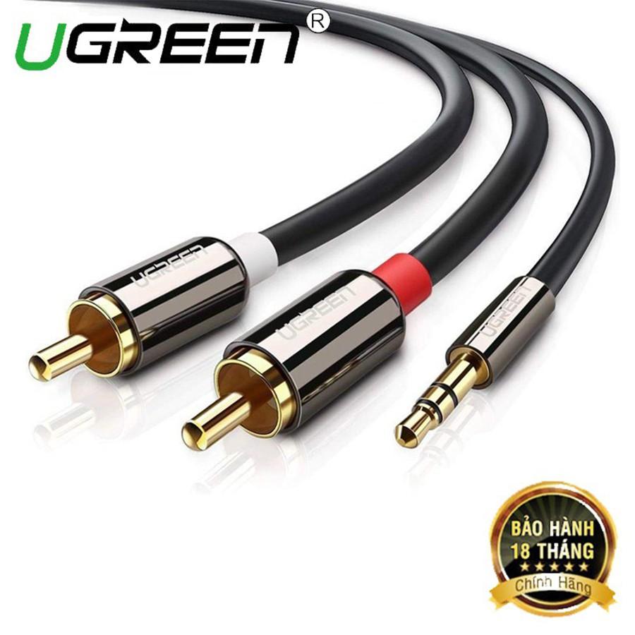 Ugreen 10749 - Cáp âm thanh 3.5mm to 2 RCA dài 1m cao cấp-Hàng Chính Hãng