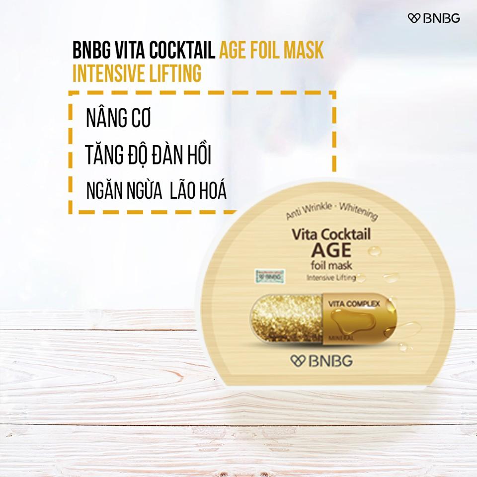 Combo 5 Mặt nạ dưỡng da giúp nâng cơ, chống lão hóa BNBG Vita Cocktail Age Foil Mask - Intensive Lifting 30ml x 5