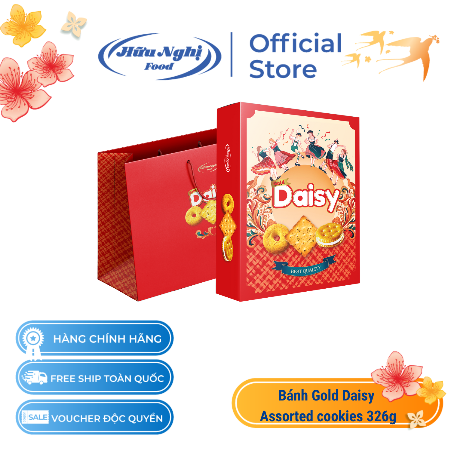 Bánh Tết Gold Daisy assorted cookies 326g