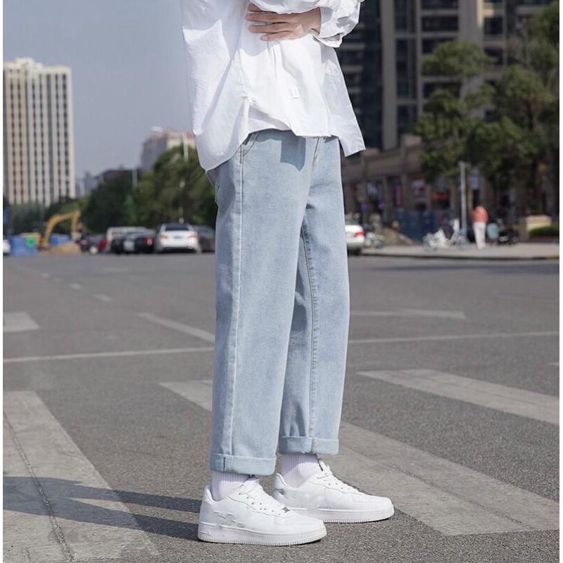 Quần Jean Baggy nam xanh sáng nhạt ống xuông rộng TR03 style hàn quốc 2021