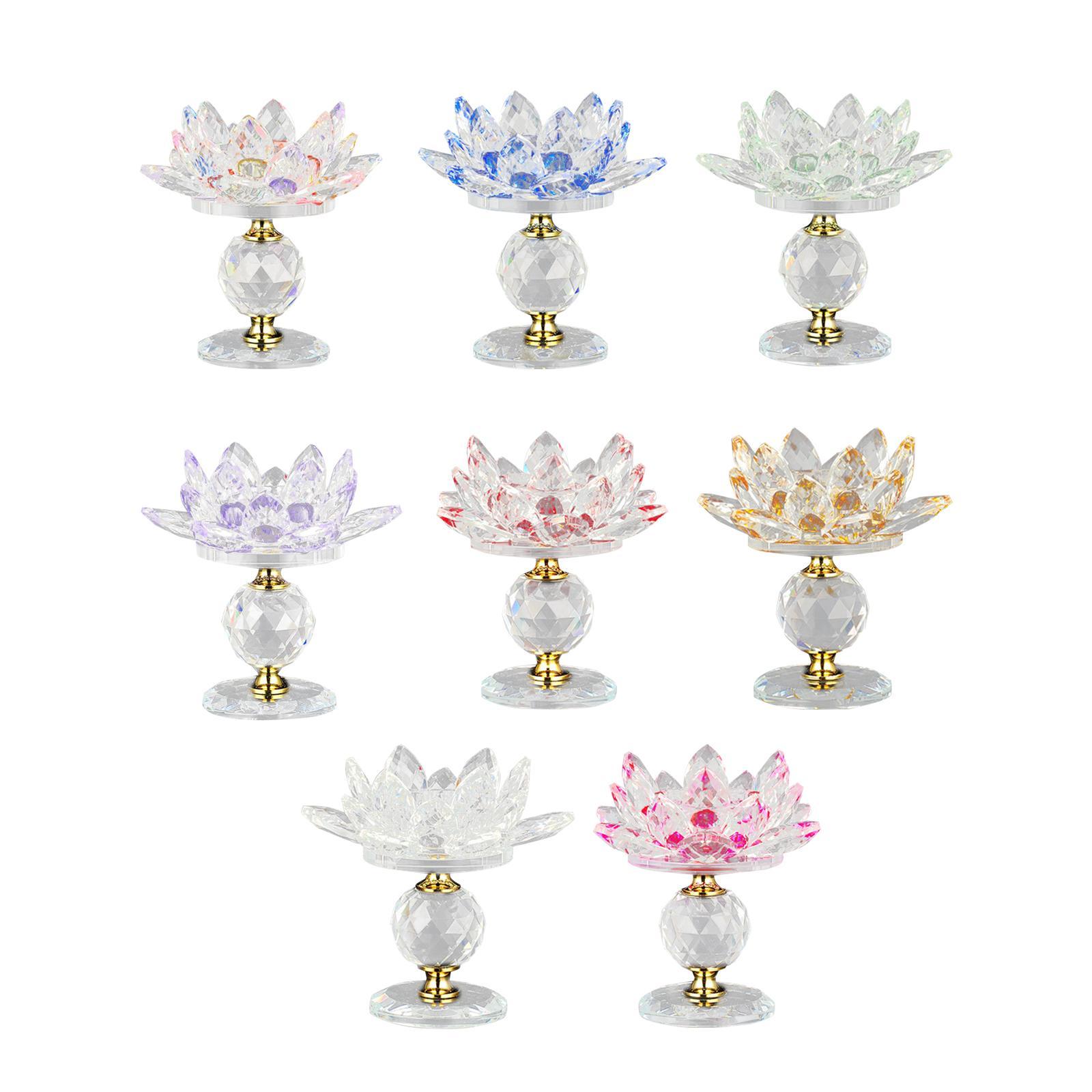 Glass Lotus Flower Tea Light Candle Holder Votive Candle Stand with Glass Base, Tealight Candlestick for Table Centerpiece Decor