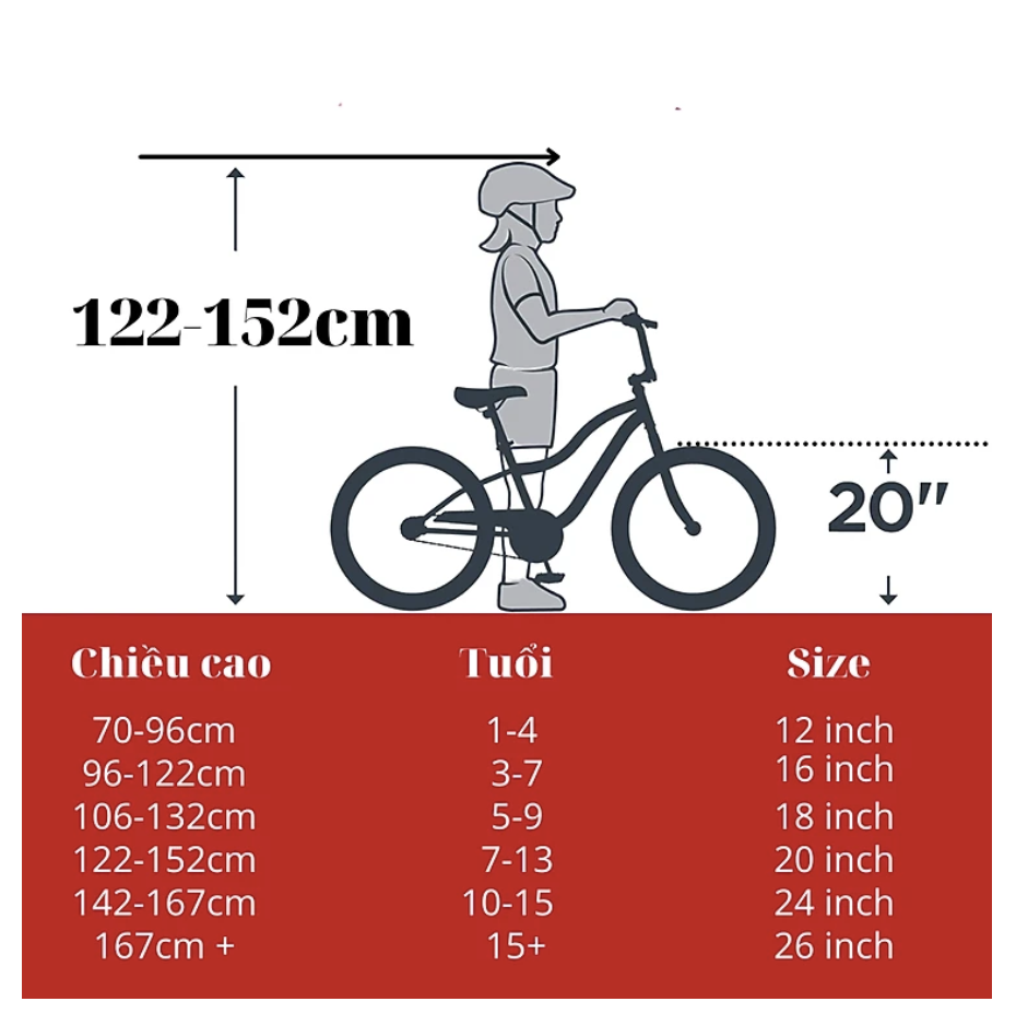 Xe đạp thể thao trẻ em SMNBIke LNG 20-08 - Bánh 20 inch - màu đen