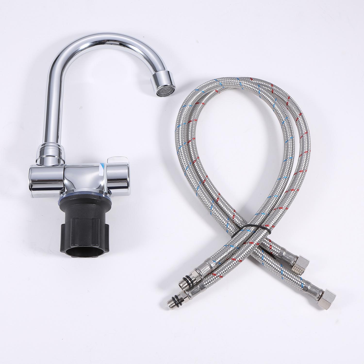 Vòi nước nhà bếp có thể gập lại Xoay 360 °,Kết cấu bằng đồng phủ chrome sang trọng