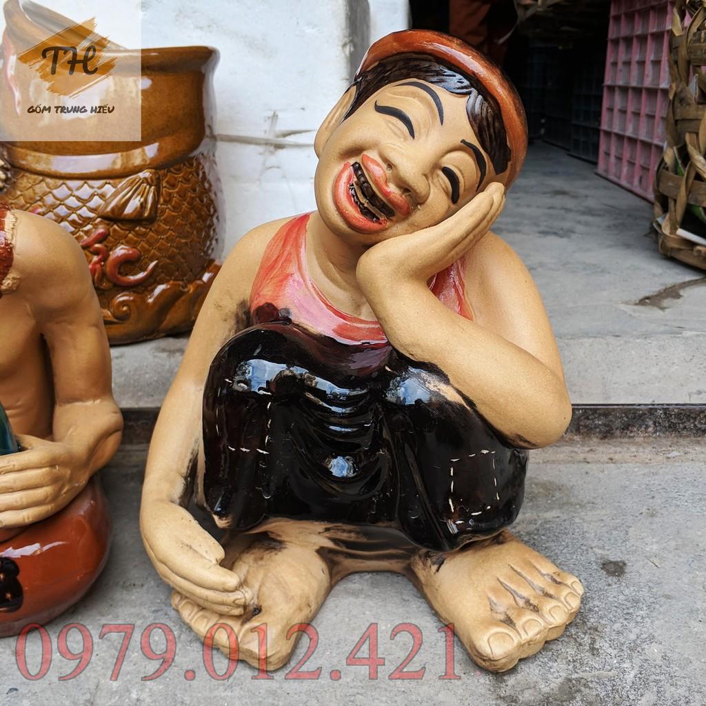 Tượng gốm Bát Tràng Chí Phèo - Thị Nở - cỡ lớn cao 31cm