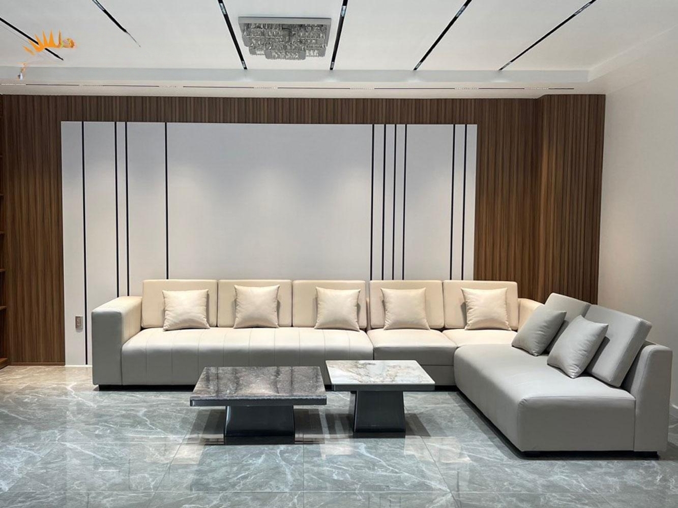 Sofa băng da bò Italy Juno sofa màu vàng SFLCT12 2m4 x 1m6 hàng cao cấp chuẩn da bò nhập khẩu Ý